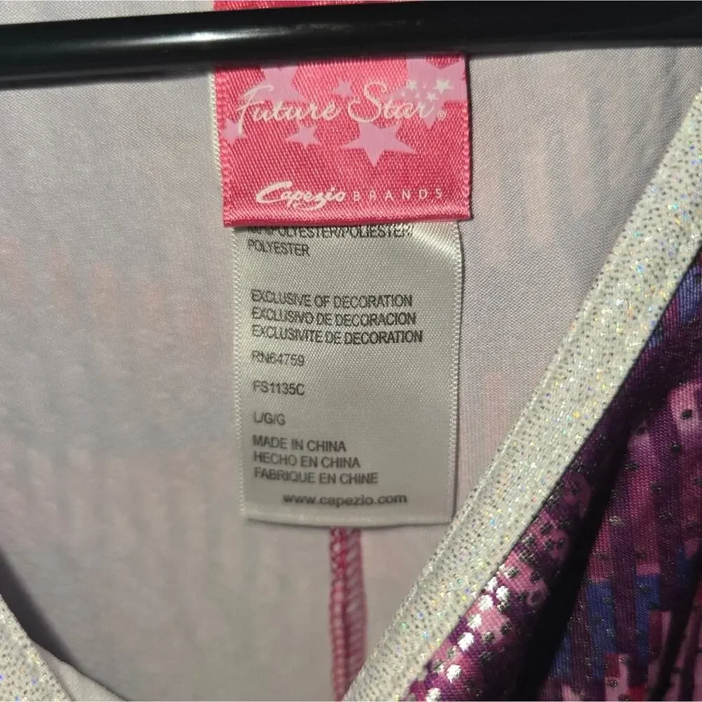 Pink and Purple Patterned Leotard Girls Large GUC